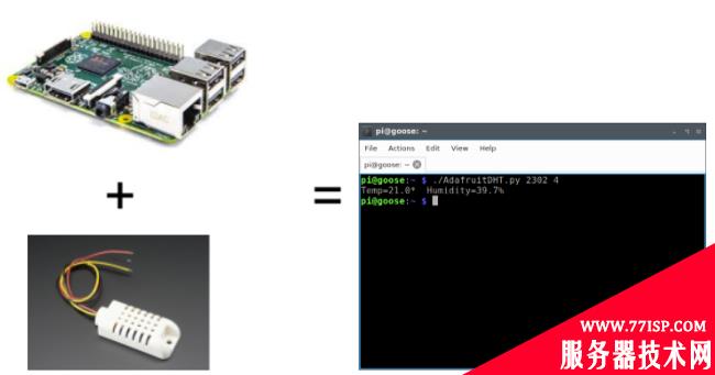 树莓派、传感器、以及用于构建温度/湿度监视器的 Python 代码。