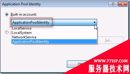 IIS 7.5 :: Application Pools :: Advanced Settings :: Application Pool Identity