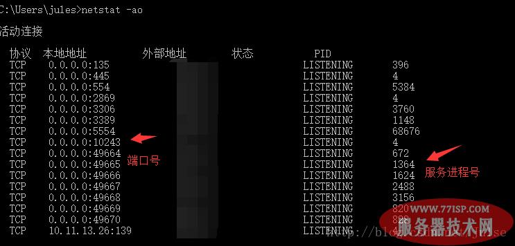 cmd端口号服务进程号